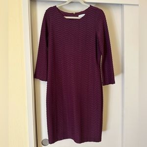Calvin Klein, burgundy knit & lined dress.